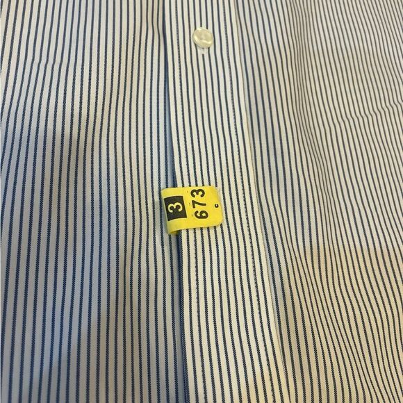 Brooks Brothers Regent Button Down Shirt Non Iron White Blue Stripes Mens 18 - Picture 3 of 10